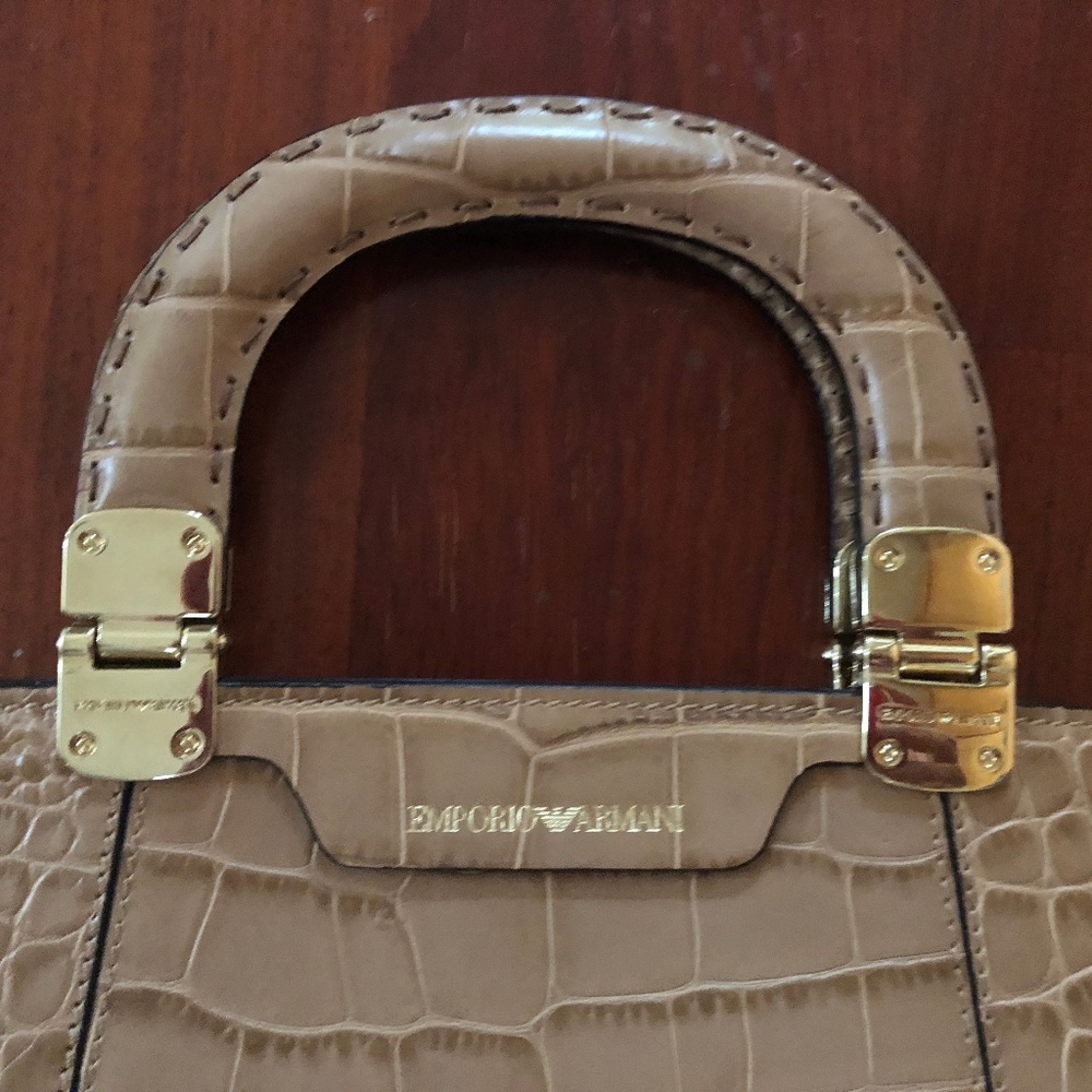 Emporio Armani Croc Embossed Womens' Leather Tote - Picture 2 of 4